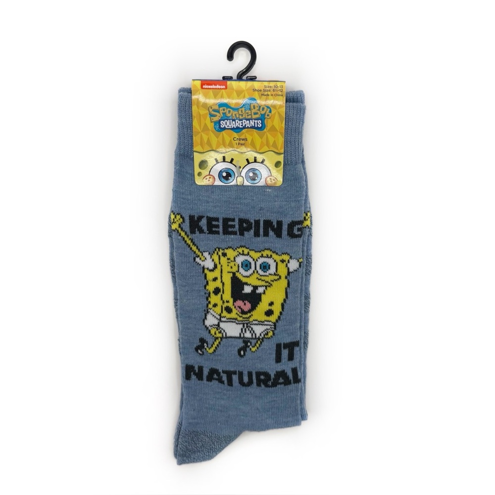 SpongeBob SquarePants Crew Socks Mens Womens Fun Gift Striped Keeping it Natural